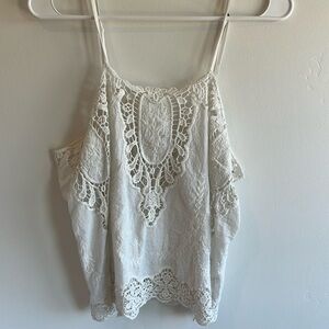 White Laced Tank Top